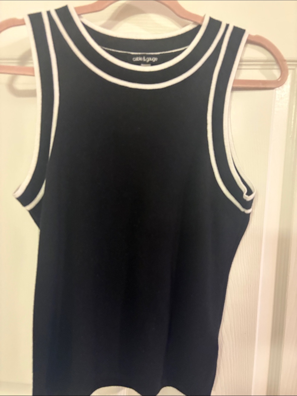 Black Sweater Tank with White Trim Office Siren Officegoth